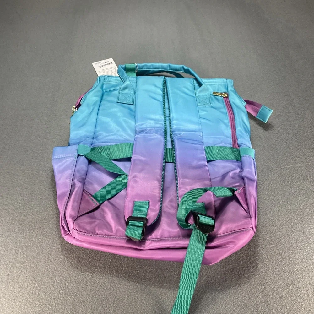 NWT Lovevook Travel Laptop Backpack Gold Zippers  Purple Turquoise Color Fade